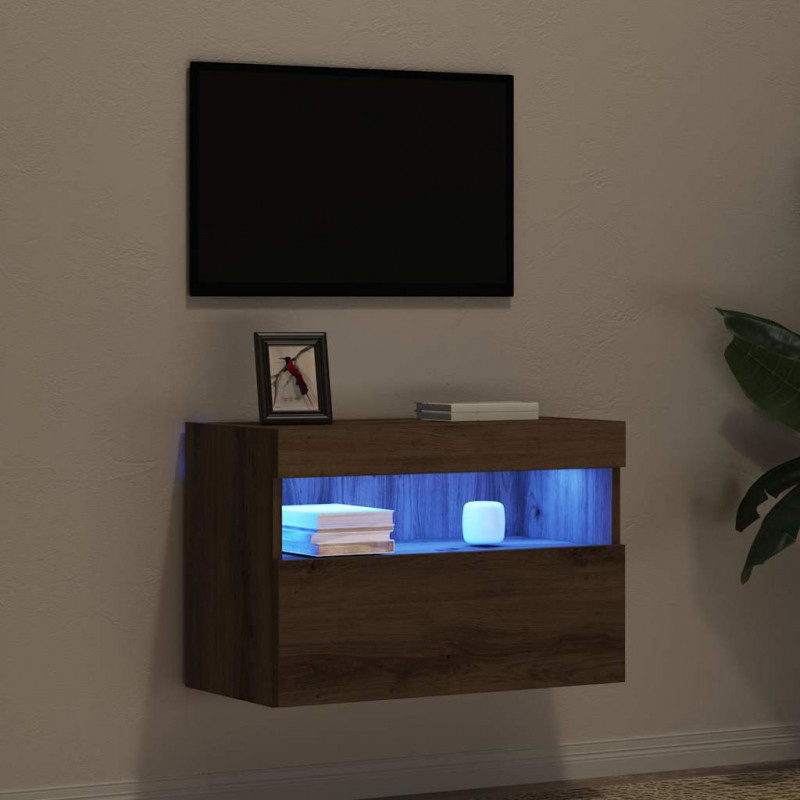 Szafka pod telewizor Ze LED Lights dąb artisan 60 x 30 x 40 cm