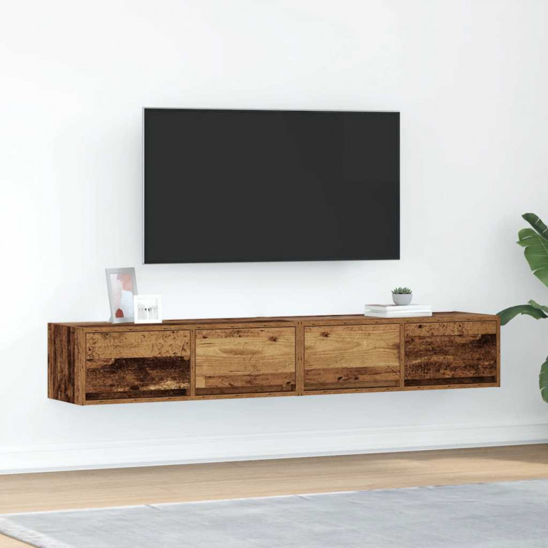 Szafki RTV 2 szt. Stare drewno 80x31x25,5 cm Drewno klejone