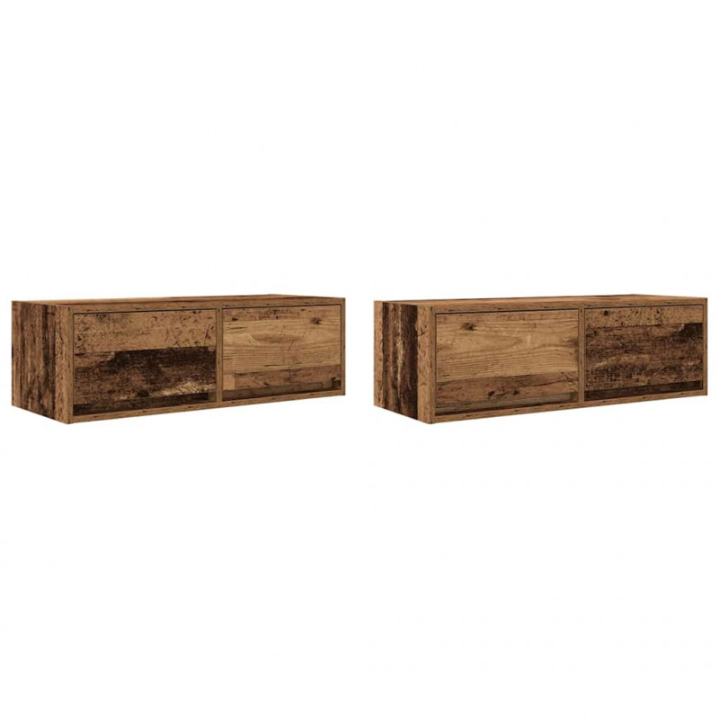 Szafki RTV 2 szt. Stare drewno 80x31x25,5 cm Drewno klejone