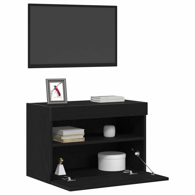 Szafka pod telewizor Ze LED Lights Czarny dąb 60 x 30 x 40 cm