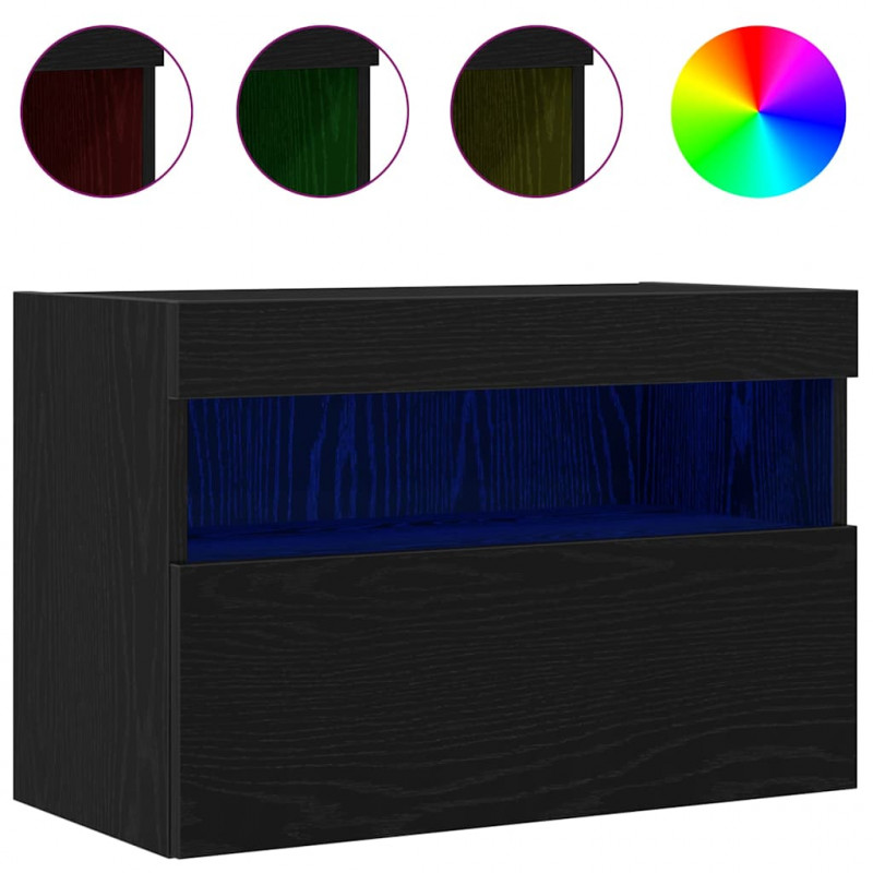 Szafka pod telewizor Ze LED Lights Czarny dąb 60 x 30 x 40 cm