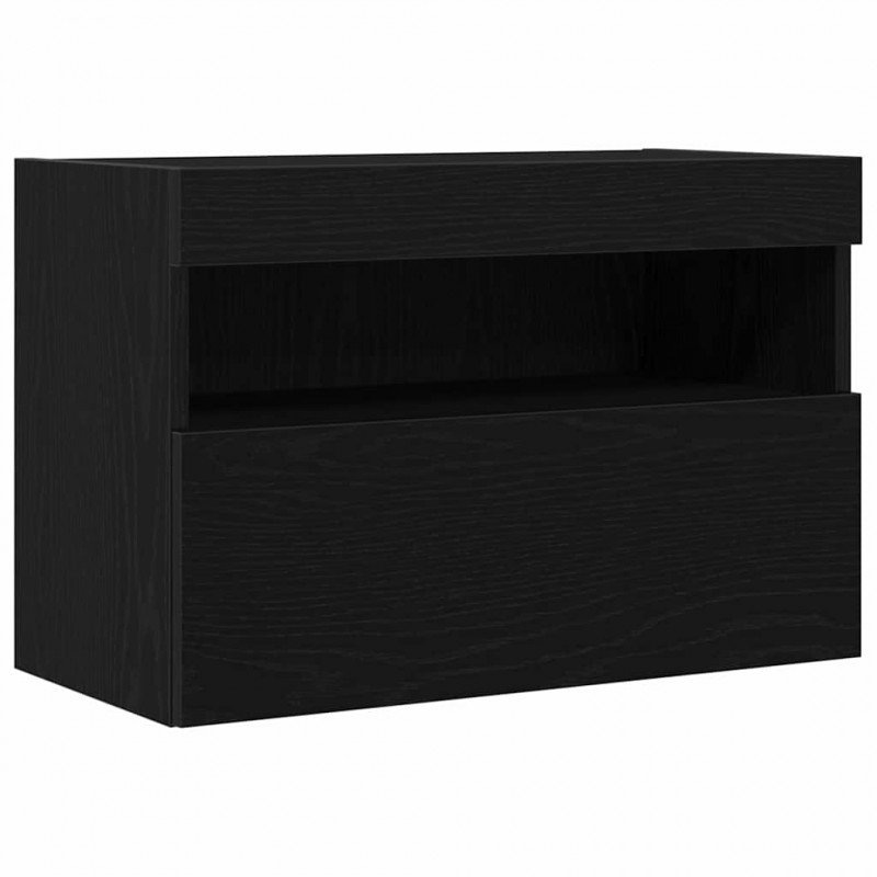 Szafka pod telewizor Ze LED Lights Czarny dąb 60 x 30 x 40 cm