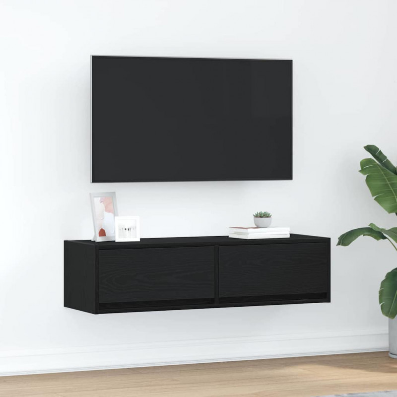 Szafka pod telewizor z szufladą Czarny dąb 100 x 31 x 25.5 cm