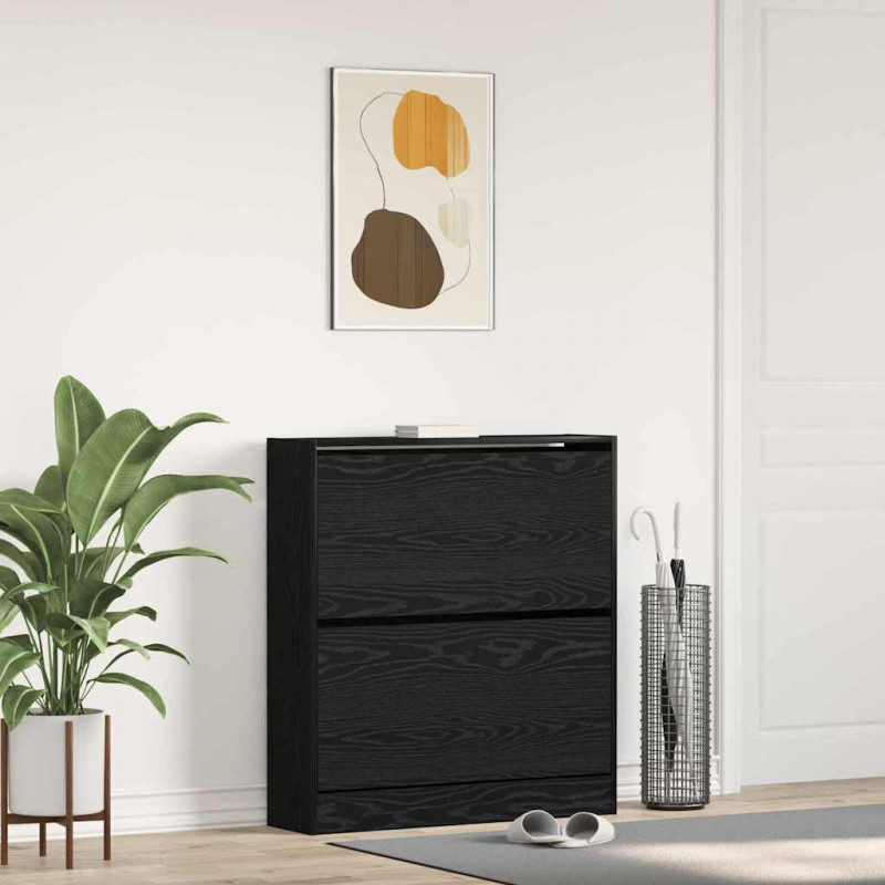 Szafka na buty z półką z drzwiami Czarny Dąb 80 x 21 x 87,5 cm