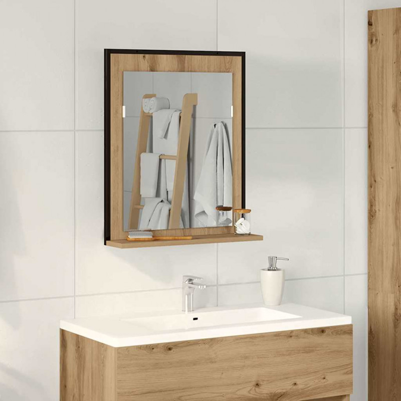 Lustro dąb artisan 50 x 12 x 60 cm Szkło i drewno inżynieryjne