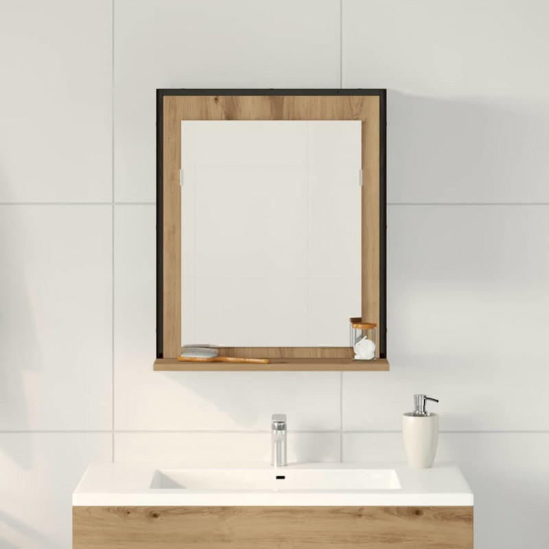 Lustro dąb artisan 50 x 12 x 60 cm Szkło i drewno inżynieryjne