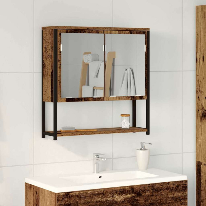 Szafka z lustrem z półką Z lustrem Stare drewno 60 x 16 x 60 cm