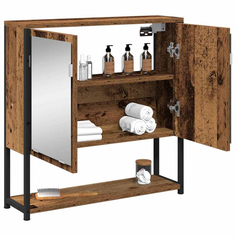 Szafka z lustrem z półką Z lustrem Stare drewno 60 x 16 x 60 cm