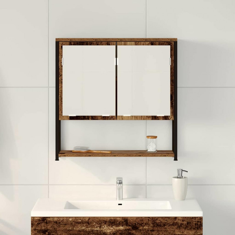 Szafka z lustrem z półką Z lustrem Stare drewno 60 x 16 x 60 cm