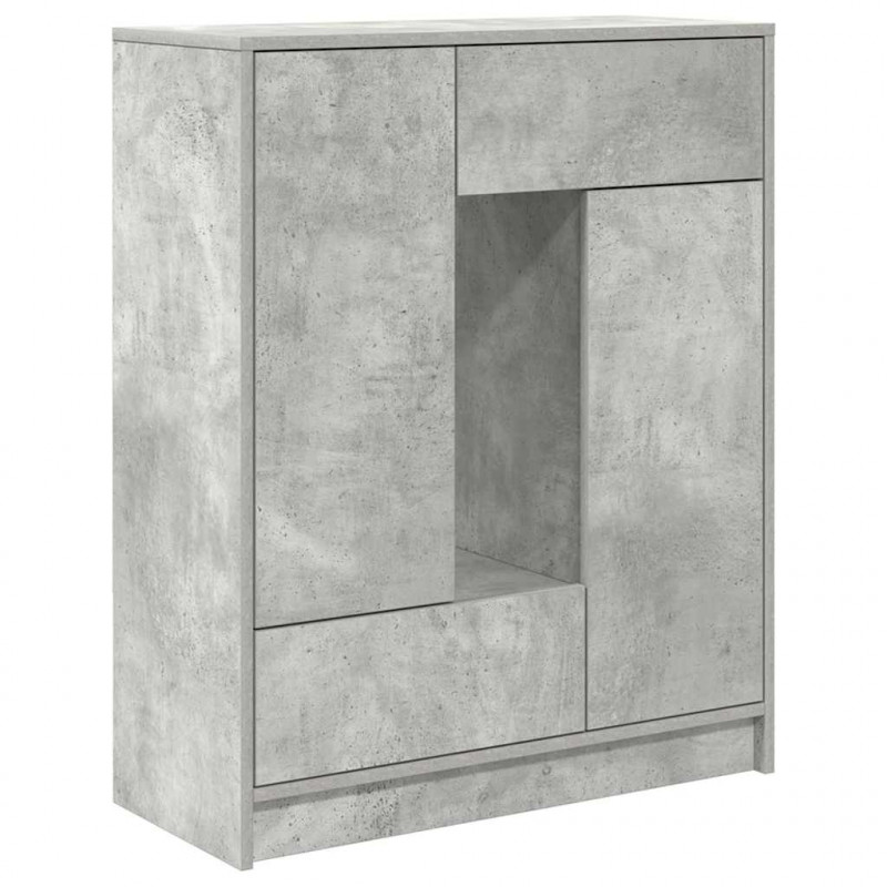 Komoda z szufladami i drzwiami, szarość betonu, 73x31x90 cm