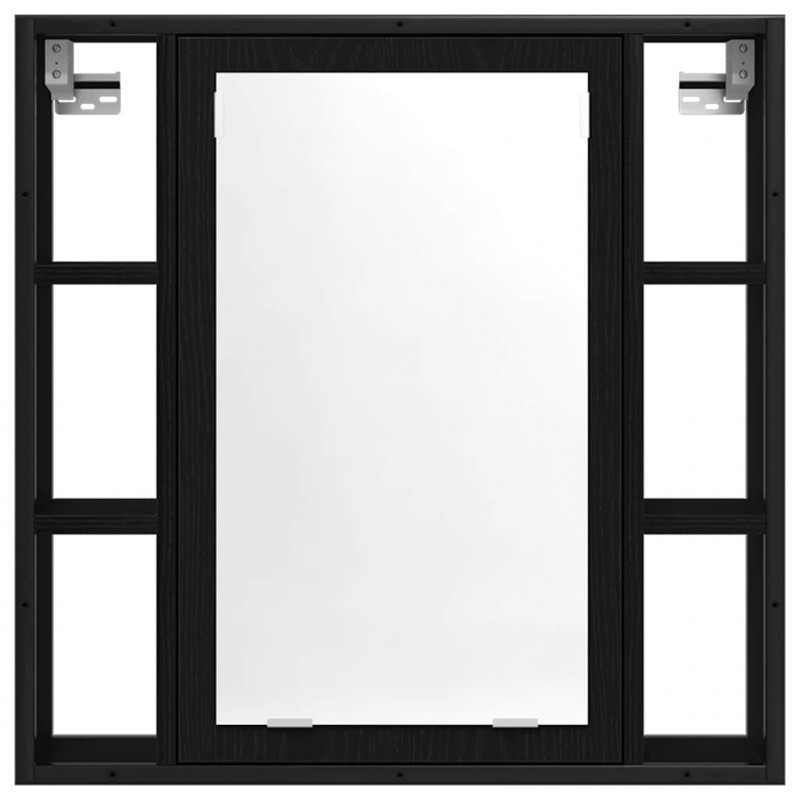 Szafka łazienkowa z lustrem, dąb czarny, 60x16x60 cm, drewno klejone