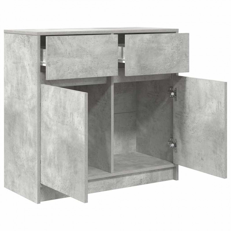 Komoda z szufladą Betonowa szarość 80x34x76 cm Drewno klejone