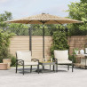 Parasol ogrodowy z LED, stalowy słupek, brązowy, 288x288x225 cm
