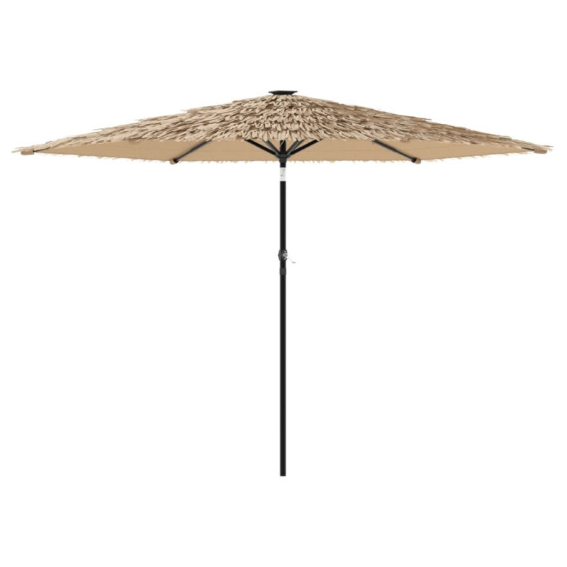 Parasol ogrodowy z LED, stalowy słupek, brązowy, 288x288x225 cm