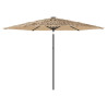 Parasol ogrodowy z LED, stalowy słupek, brązowy, 288x288x225 cm