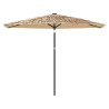 Parasol ogrodowy z LED, stalowy słupek, brązowy, 288x288x225 cm