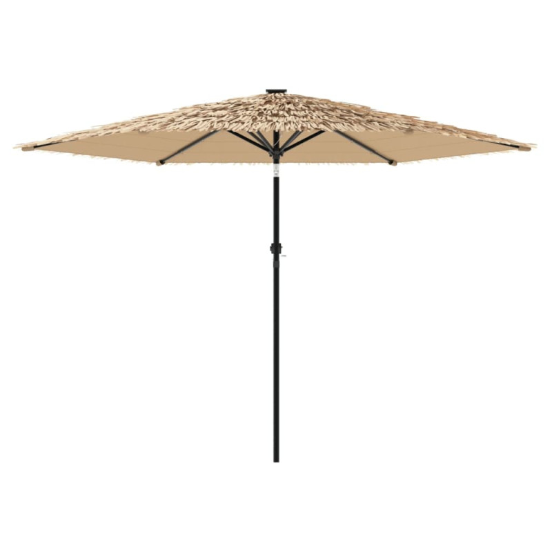 Parasol ogrodowy z LED, stalowy słupek, brązowy, 288x288x225 cm