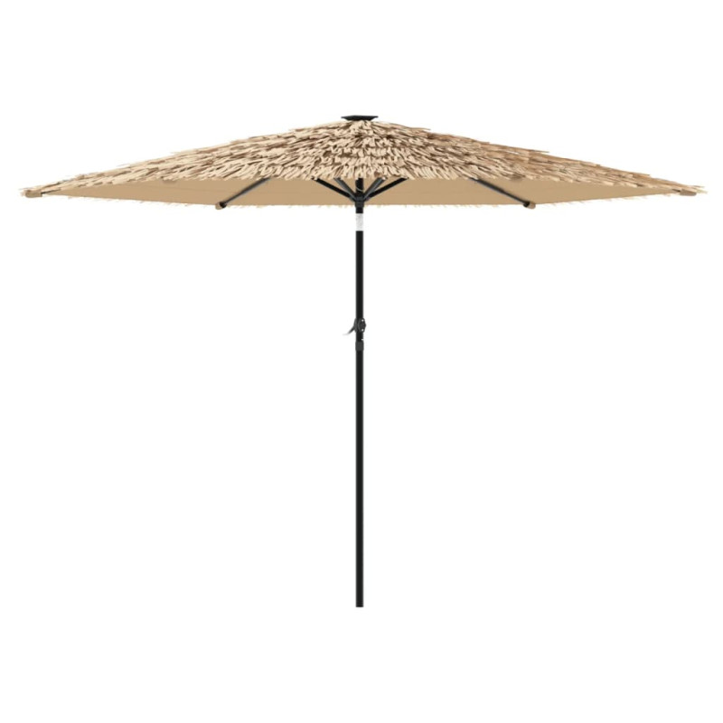 Parasol ogrodowy z LED, stalowy słupek, brązowy, 288x288x225 cm