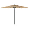 Parasol ogrodowy z LED, stalowy słupek, brązowy, 288x288x225 cm