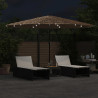 Parasol ogrodowy z LED, stalowy słupek, brązowy, 388x388x248 cm
