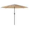Parasol ogrodowy z LED, stalowy słupek, brązowy, 388x388x248 cm