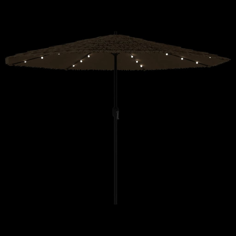 Parasol ogrodowy z LED, stalowy słupek, brązowy, 388x388x248 cm
