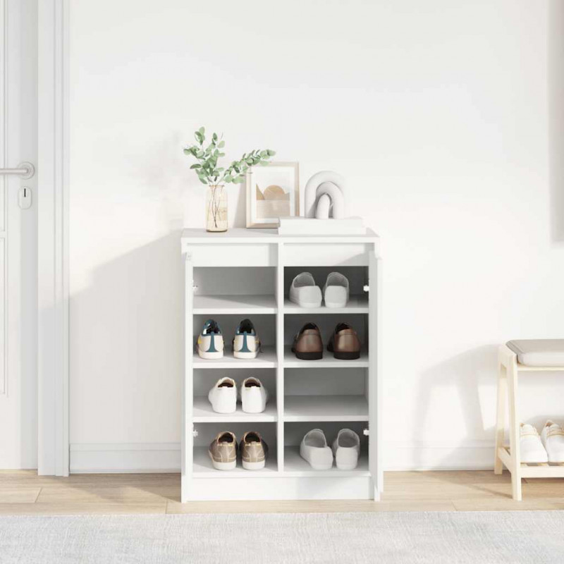 Szafka na buty Biała 57x34x76 cm Drewno klejone