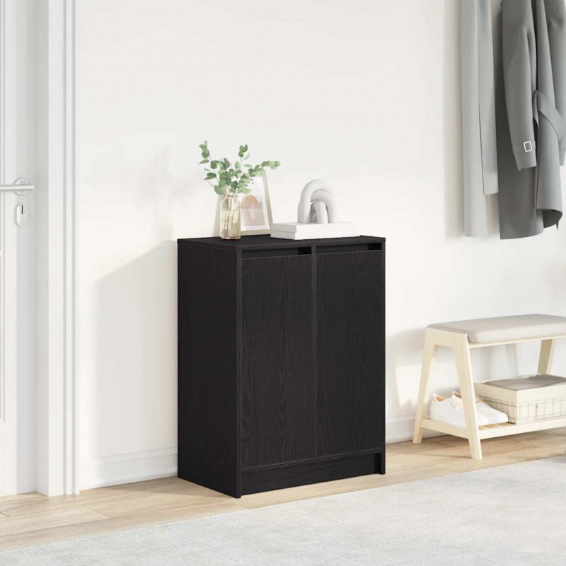 Szafka na buty Czarny dąb 57x34x76 cm Drewno klejone