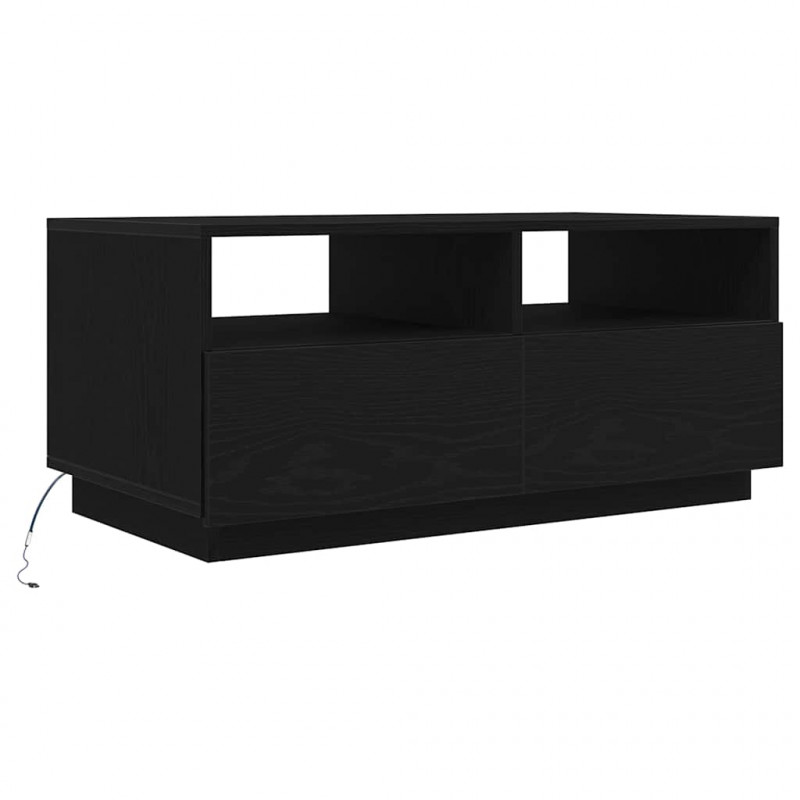 Stolik kawowy z oświetleniem LED, czarny dąb, 90x49x40 cm