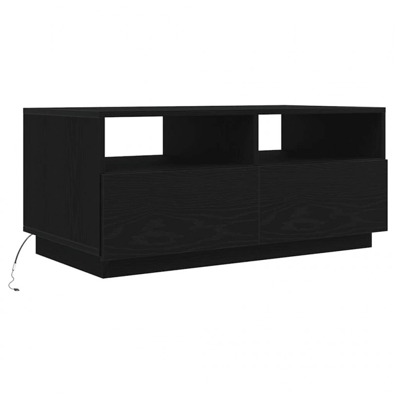 Stolik kawowy z oświetleniem LED, czarny dąb, 90x49x40 cm