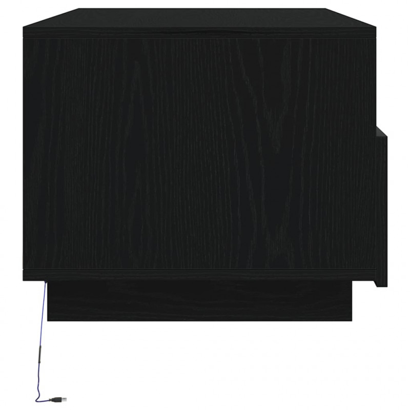 Stolik kawowy z oświetleniem LED, czarny dąb, 90x49x40 cm