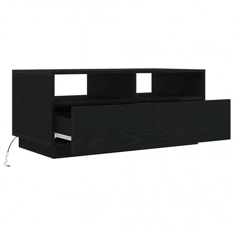 Stolik kawowy z oświetleniem LED, czarny dąb, 90x49x40 cm