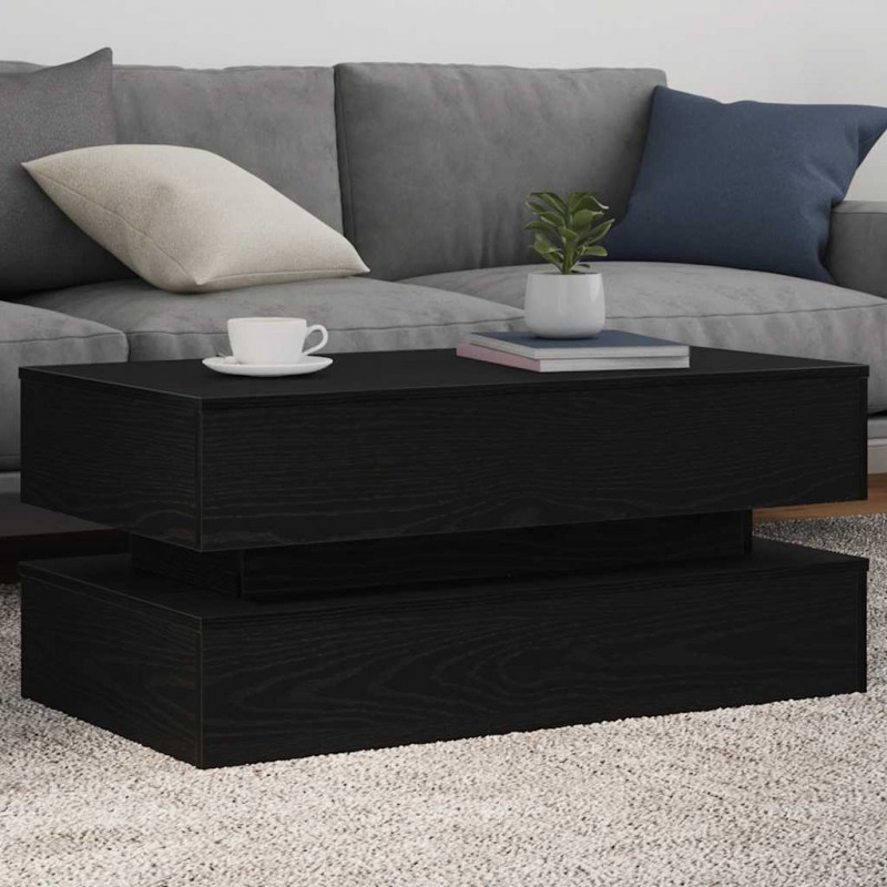 Stolik kawowy z oświetleniem LED, czarny dąb, 90x50x40 cm
