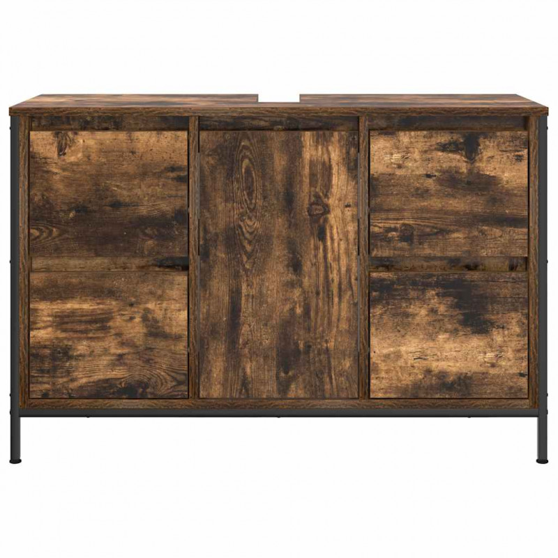 Szafka pod umywalkę z szufladami, przydymiony dąb, 90x34,5x60cm