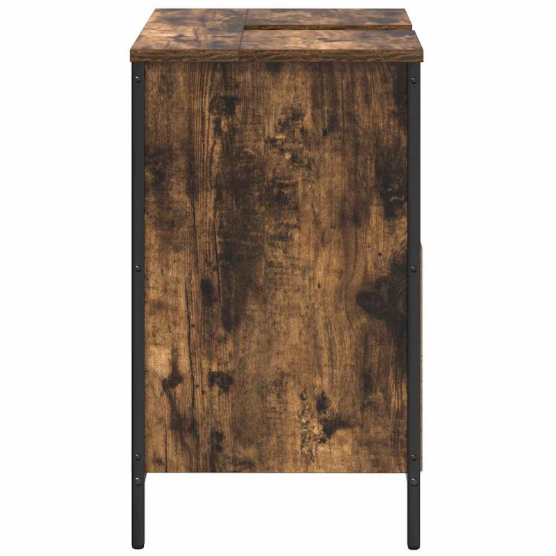 Szafka pod umywalkę łazienkową, przydymiony dąb, 60x34,5x60 cm