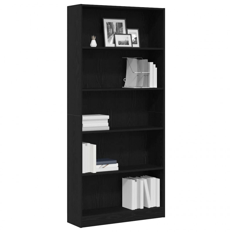 Regał biblioteczny Czarny Dąb 80x24x176 cm Drewno klejone