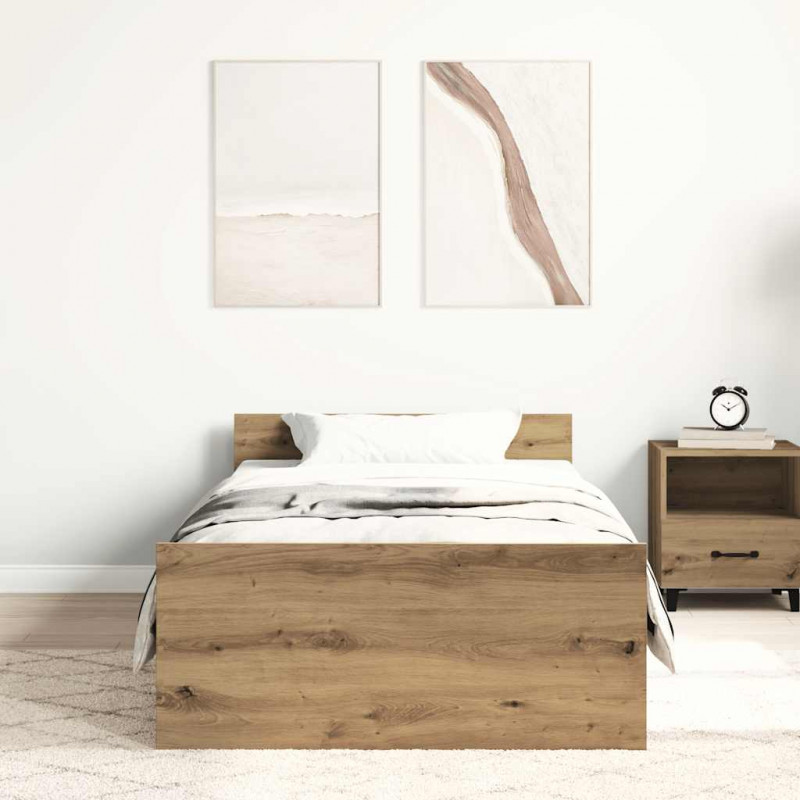 Rama łóżka bez materaca, dąb artisan, 75x190 cm