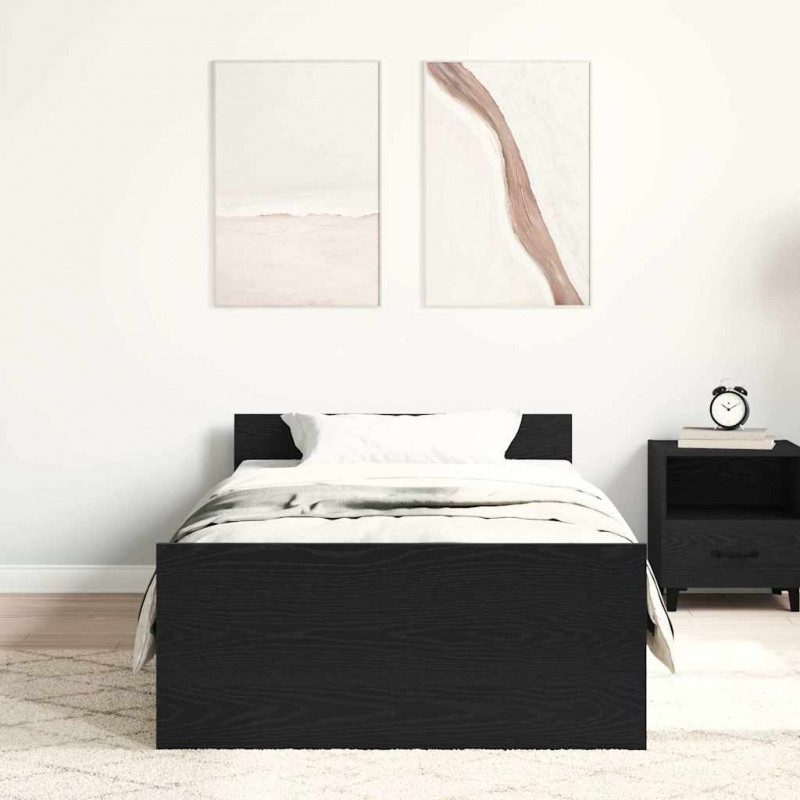 Łóżko bez materaca, czarny dąb, 90x200 cm