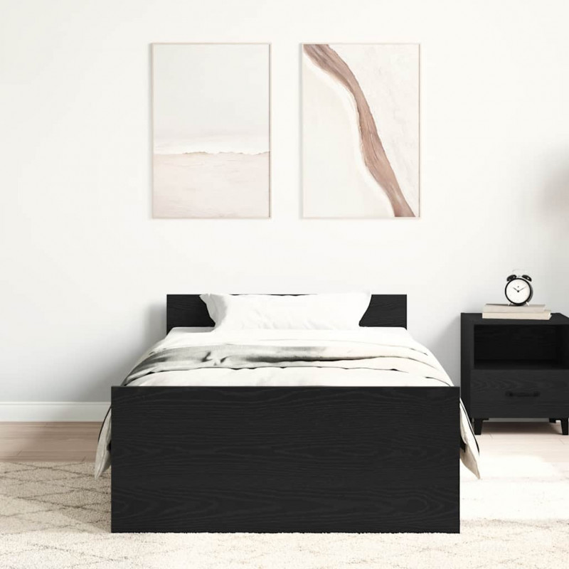 Łóżko bez materaca, czarny dąb, 100x200 cm