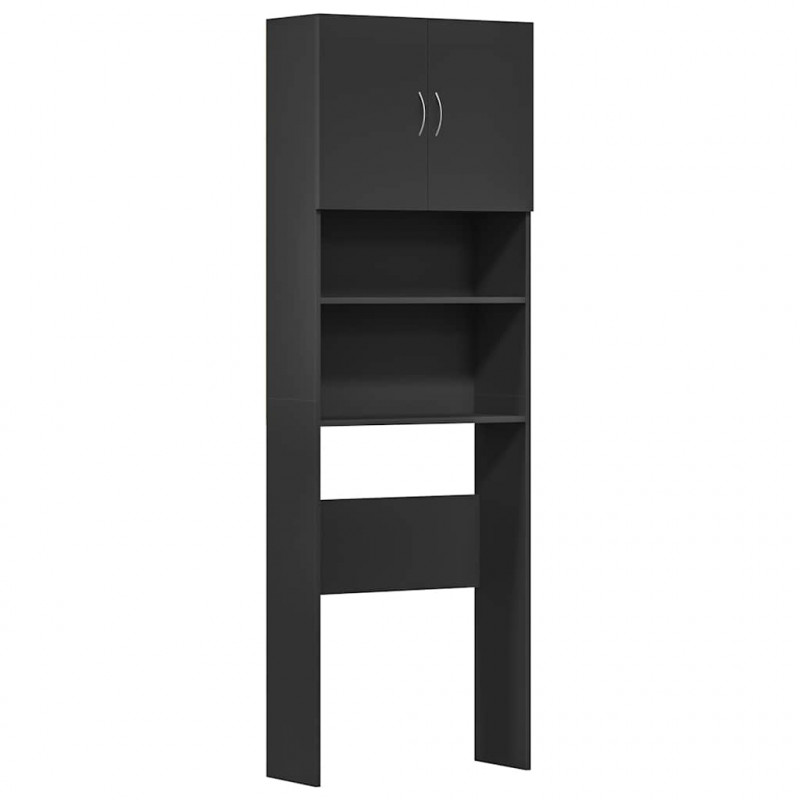 Szafka pod pralkę czarna 64x24x190 cm Drewno klejone