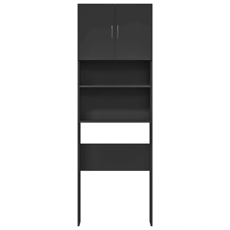 Szafka pod pralkę czarna 64x24x190 cm Drewno klejone