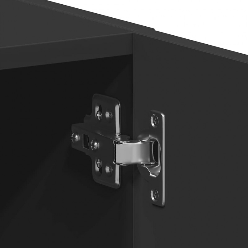Szafka pod pralkę czarna 64x24x190 cm Drewno klejone