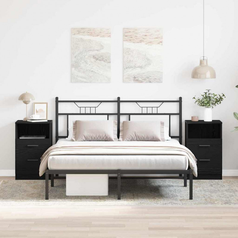 Szafka Nocna z szufladą 2 pcs Czarny Dąb 40 x 35 x 65 cm