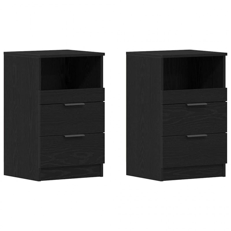 Szafka Nocna z szufladą 2 pcs Czarny Dąb 40 x 35 x 65 cm