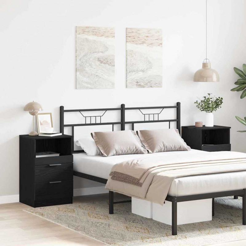 Szafka Nocna z szufladą 2 pcs Czarny Dąb 40 x 35 x 65 cm