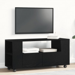 Szafka pod TV z kółkami, czarny dąb, 102x34,5x43 cm