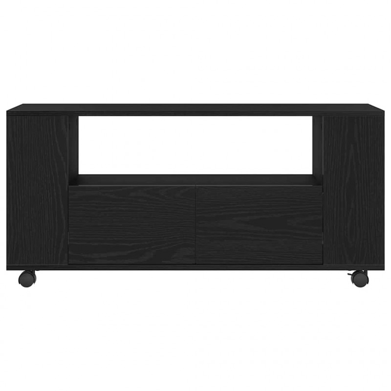Szafka pod TV z kółkami, czarny dąb, 102x34,5x43 cm