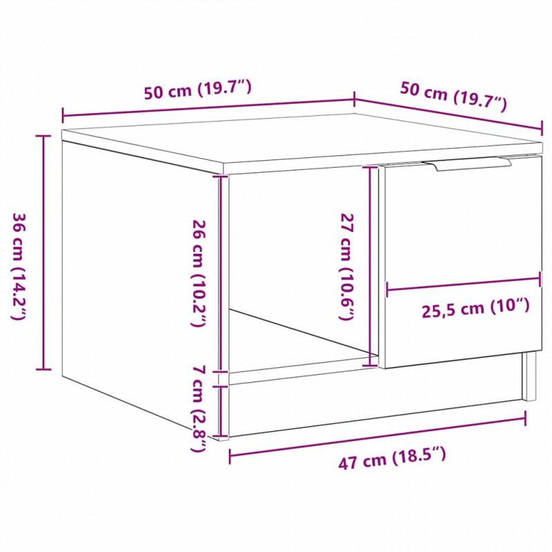 Stolik kawowy with Drawer Czarny dąb 50 x 50 x 36 cm