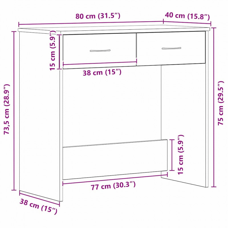 Biurko Czarny Dąb 80 x 40 x 75 cm Materiał drewnopochodny