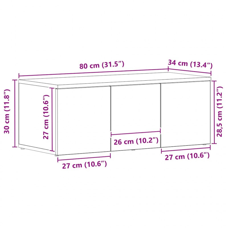 Szafka pod telewizor z szufladą Czarny Dąb 80x34x30 cm